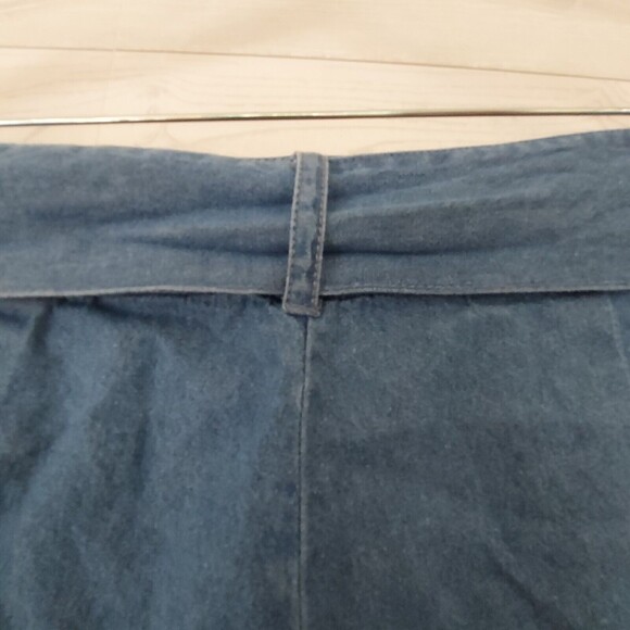 Draper James Jeans Size 8 Wide Leg Chambray Pants Tie Waist Medium Trouser Short - Picture 4 of 10